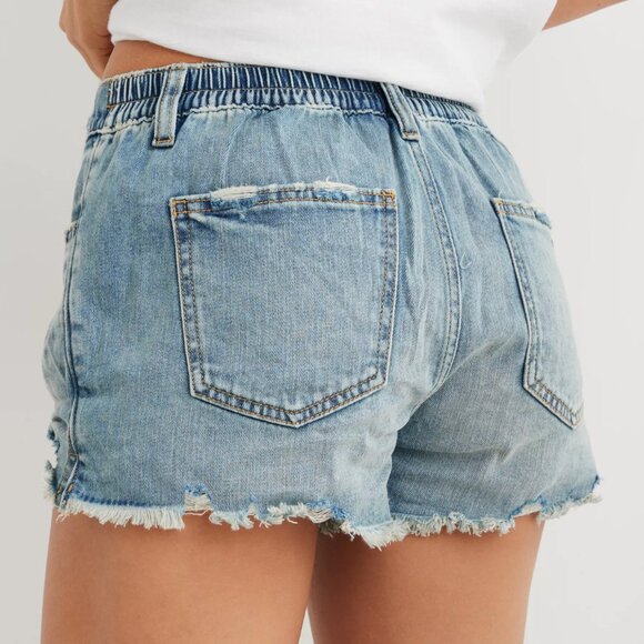 AERIE AMERICAN EAGLE Daydream Denim Short Light Wash Distressed Ripped Mid Rise? - Picture 3 of 14